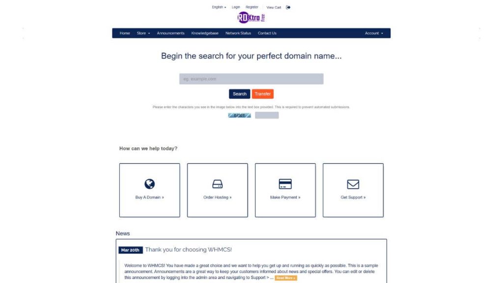 RDXtra Free whmcs theme